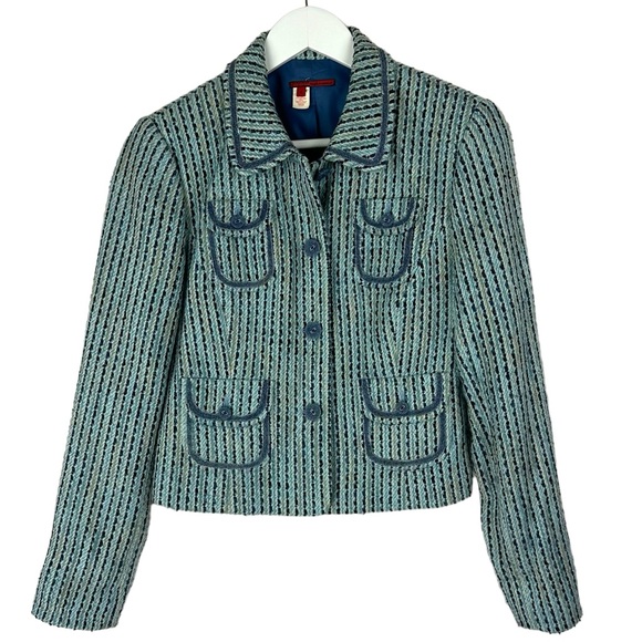 Tapemeasure Anthropologie Tweed Jacket Longsleeve Blazer Size 4 - Picture 1 of 7